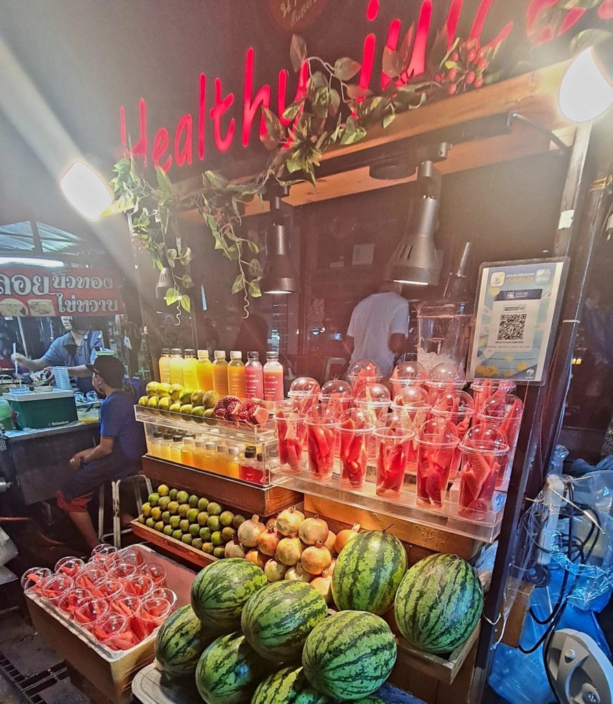 How to stay healthy while traveling: Eat fruits and healthy snacks.
