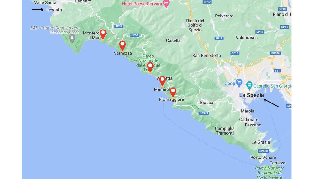 Cinque Terre Map - Cinque Terre by Ferry