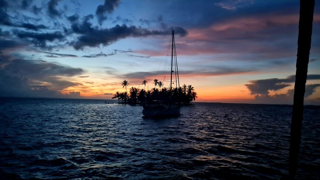 Boat in San Blas Islands, Panama before crossing to Colombia